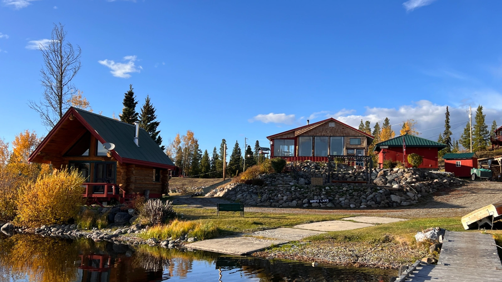 Historic lakeside cabins at Nimpo Lake Resort, British Columbia